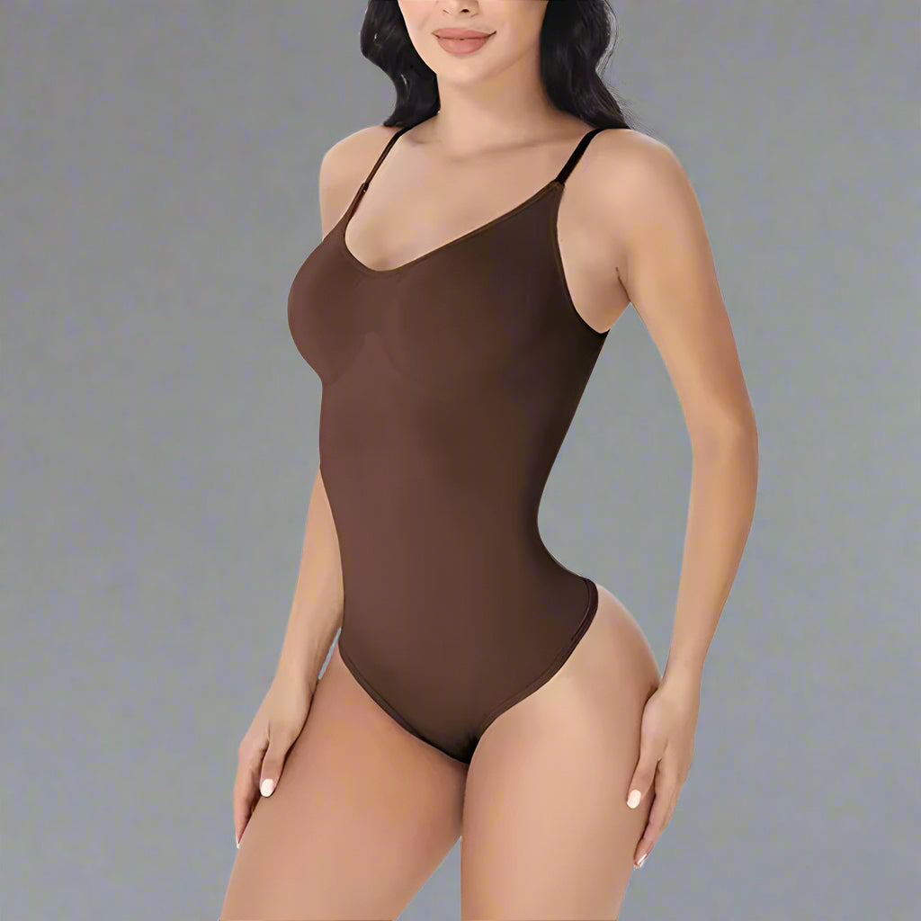 Super Sale V Neck Spaghetti Strap Bodysuit Compression Body Suits Open Crotch Shapewear Slimming Body Shaper Smooth Out Bodysuit