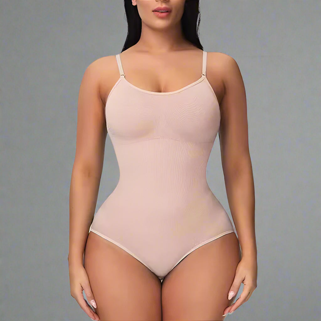 Super Sale V Neck Spaghetti Strap Bodysuit Compression Body Suits Open Crotch Shapewear Slimming Body Shaper Smooth Out Bodysuit