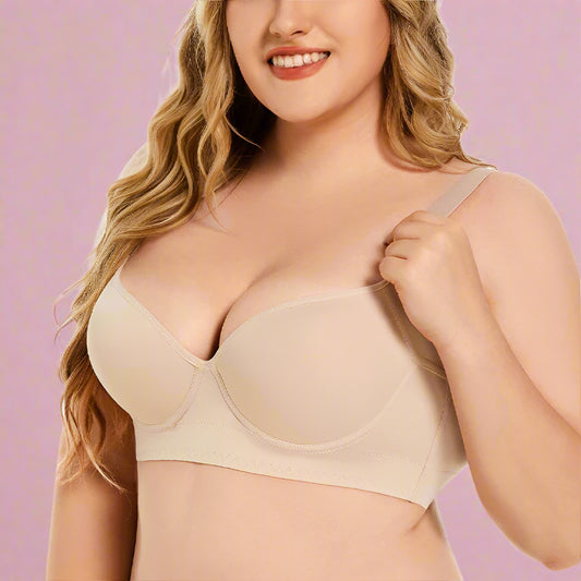 Women Full Coverage Push up Bra Underwire Sculpting Uplift Shapewear Deep Cup T Shirt Bra Hide Back Fat Smoothing Brassiere